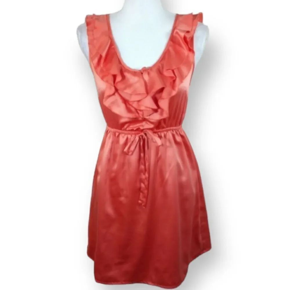 FOREVER 21 SATIN PEACH/ORANGE DRESS SZ.S EUC